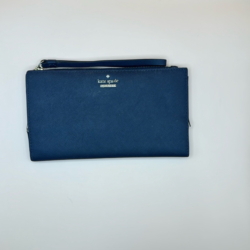 kate spade navy blue wristlet wallet